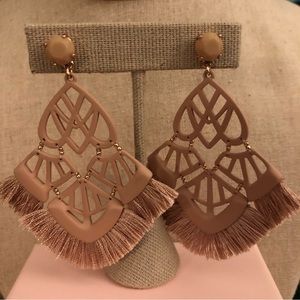 Stella & Dot Alexandria chandelier earrings mauve rose gold